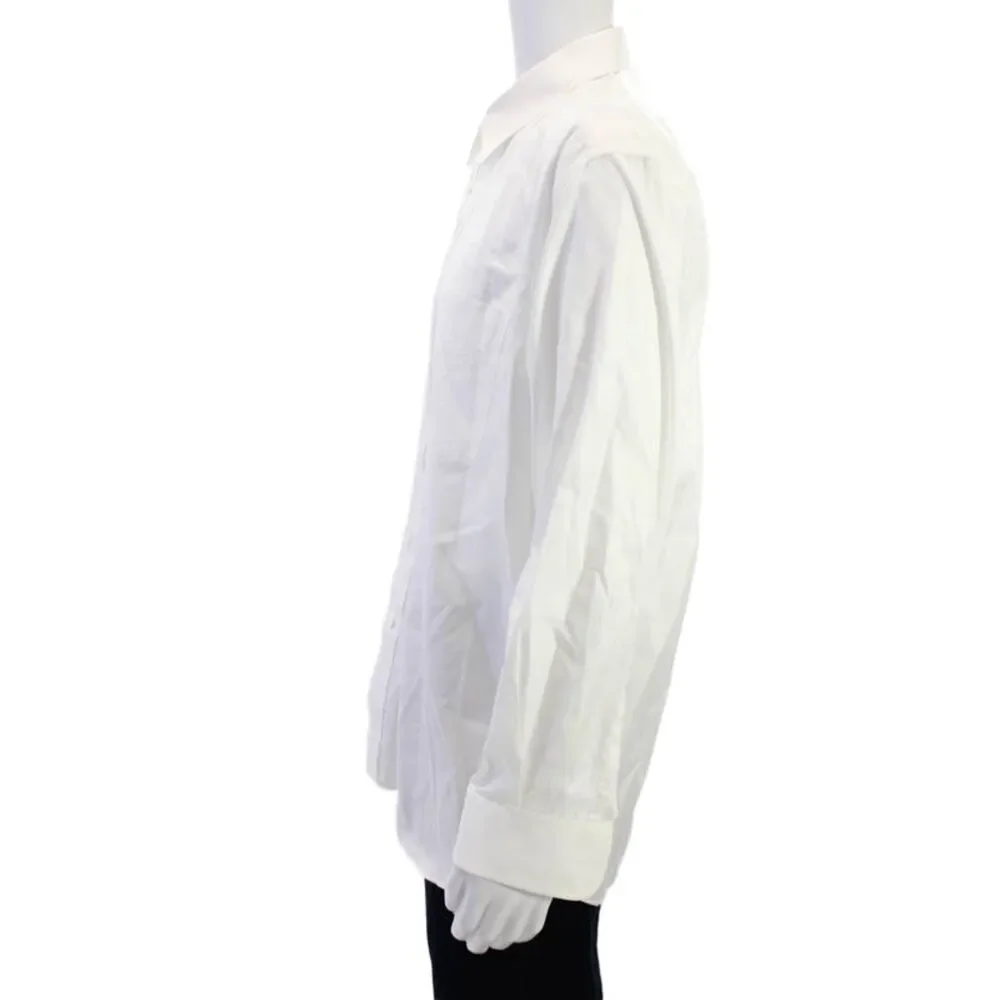 Ike Behar Mens Dress Shirt White Point Collar Long Sleeve 100% Cotton Size M